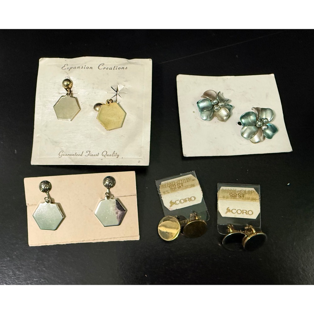 Vintage Coro Karatclad Expansion Creations Earring Lot Clip Screw Back 5 Pairs